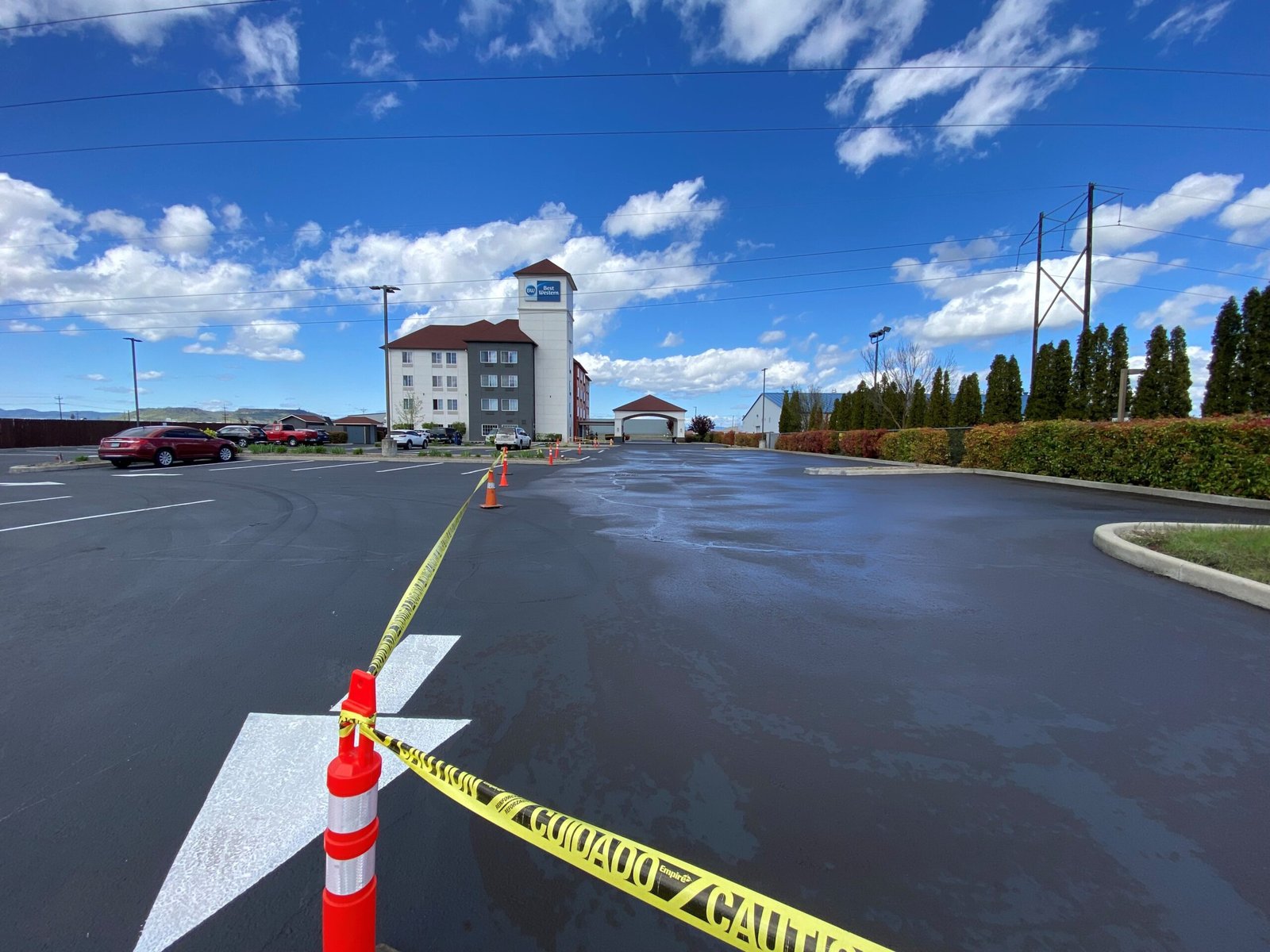 Fresh commercial sealcoating project by Musser Sealcoat and Paving Inc.